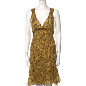 Louis Vuitton Gold Plunge Neck Sleeveless Midi Dress